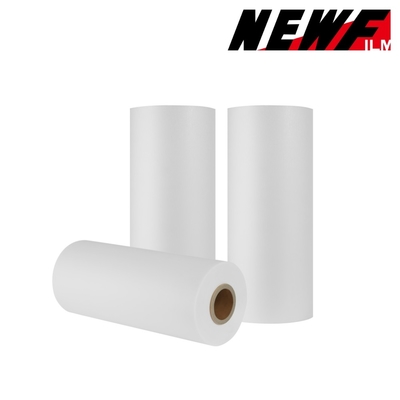 Good price Transparente buena adherencia BOPP sedoso toque laminado por calor película de rollo autoadhesivo con pegamento EVA en línea